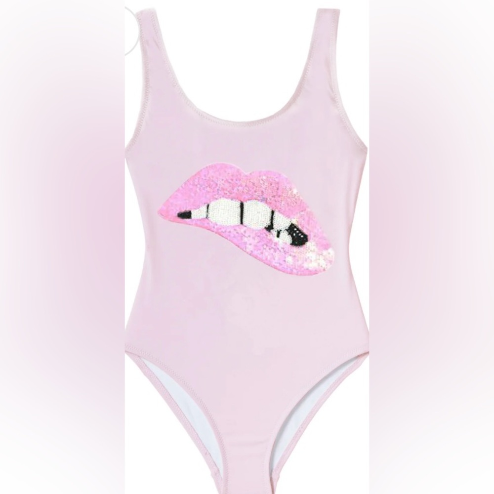 Pink swimsuit with lips by Stella Cove